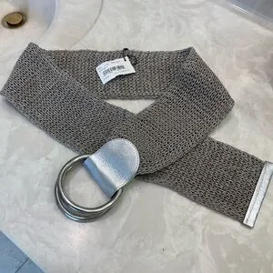 Silver woven wide belt w/ leather detail, adjustable size/one size fits all, NWT None | Accessories | Silver Woven Wide Belt W Leather Detail  main image 4